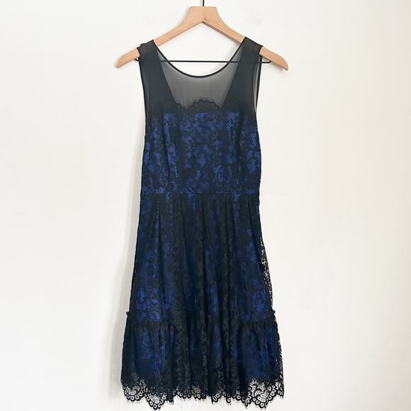 Anthropologie Mouinette Soeurs Sapphire Lace Dress Blue Size 4 - Picture 2 of 8